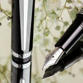 Lapis Bard Contemporary Fountain Pen Medium Black with Chrome Trims
